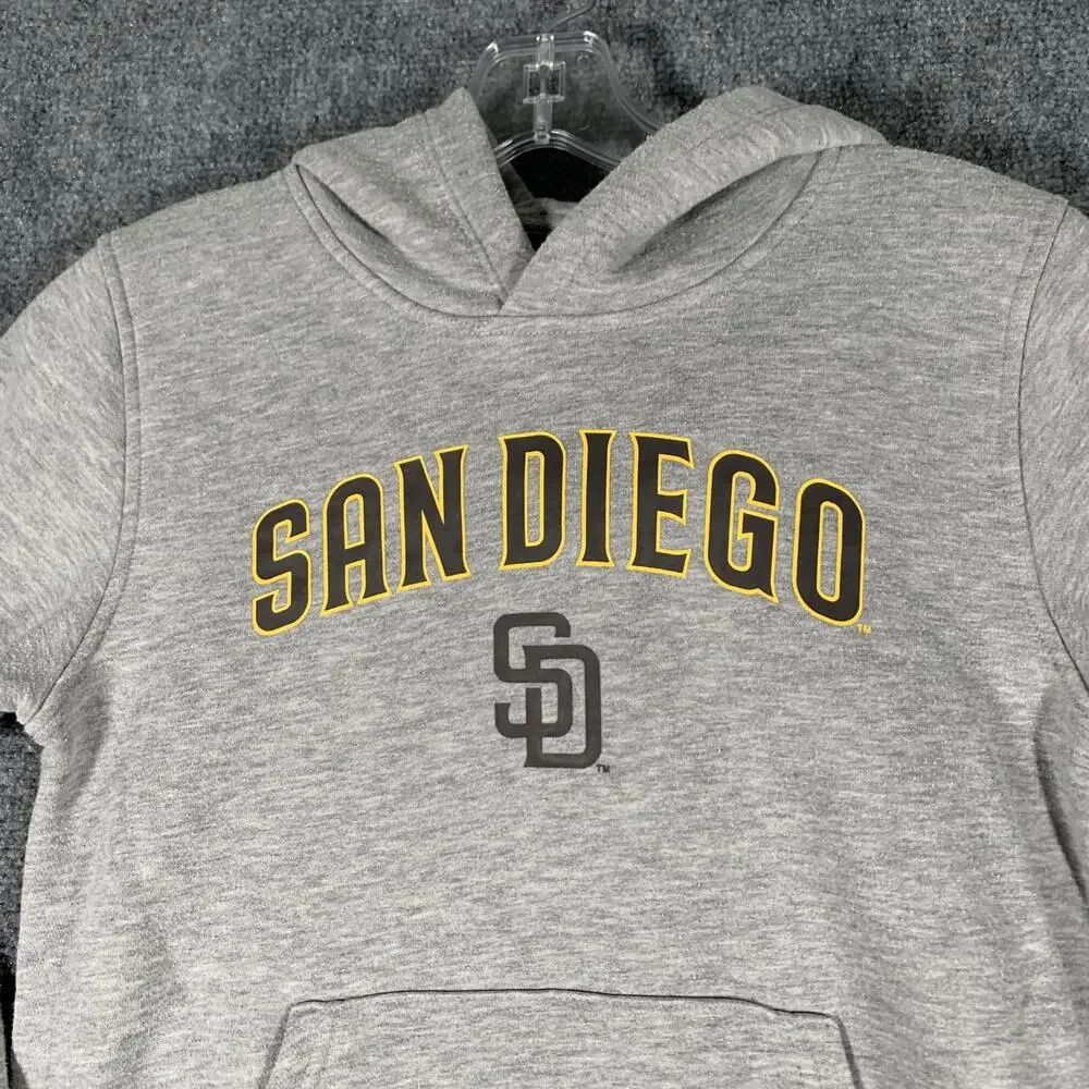 San Diego Padres Hoodie Sweatshirt Boys 8 Gray MLB Baseball New Era Pullover